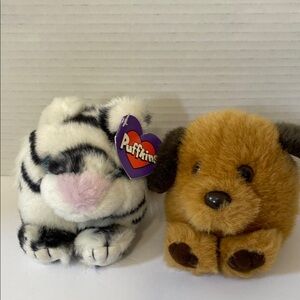 Set of 2 Vintage Swibco Puffkins Tiger and Bear